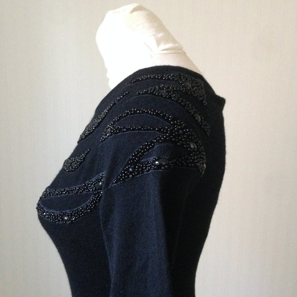 Beaded Silk & Wool Blend Pullover Sweater - Picture 5 of 8